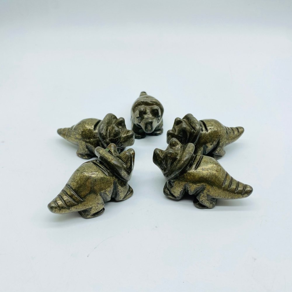 Pyrite Three Horns Dinosaur Carving Wholesale -Wholesale Crystals