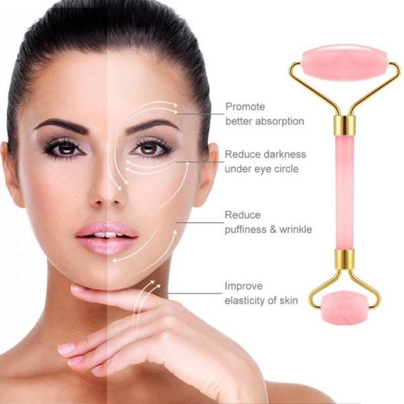 Rose Quartz Roller and Shofar Shape Gua Sha A Set Wholesale -Wholesale Crystals