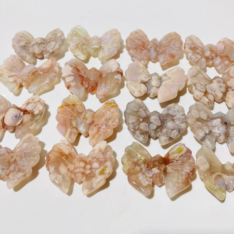 Sakura Flower Agate Butterfly Carving Wholesale - Wholesale Crystals