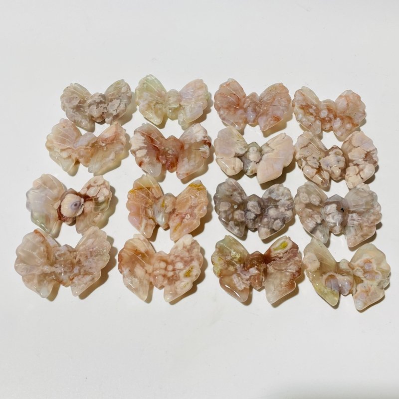 Sakura Flower Agate Butterfly Carving Wholesale - Wholesale Crystals