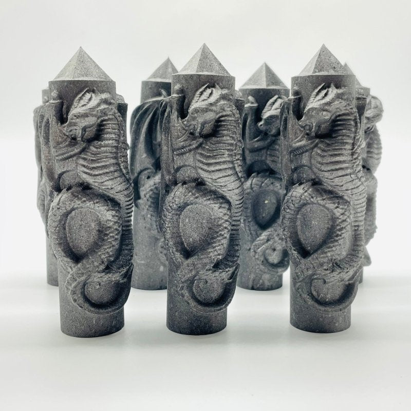Shungite Tower With Dragon Carving Wholesale -Wholesale Crystals