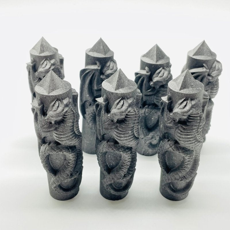 Shungite Tower With Dragon Carving Wholesale -Wholesale Crystals