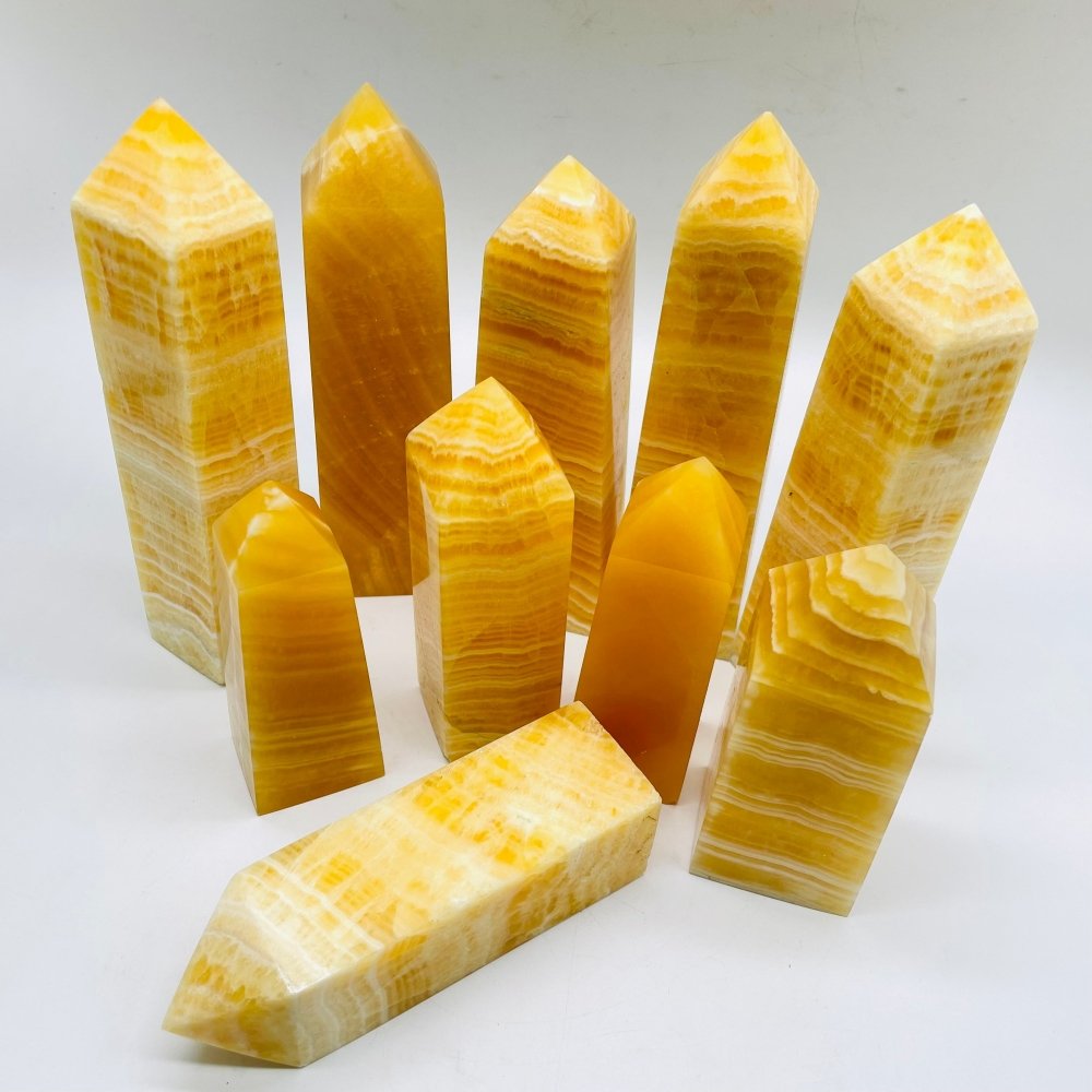 Yellow Calcite Fat Four-Sided Tower Point Wholesale -Wholesale Crystals