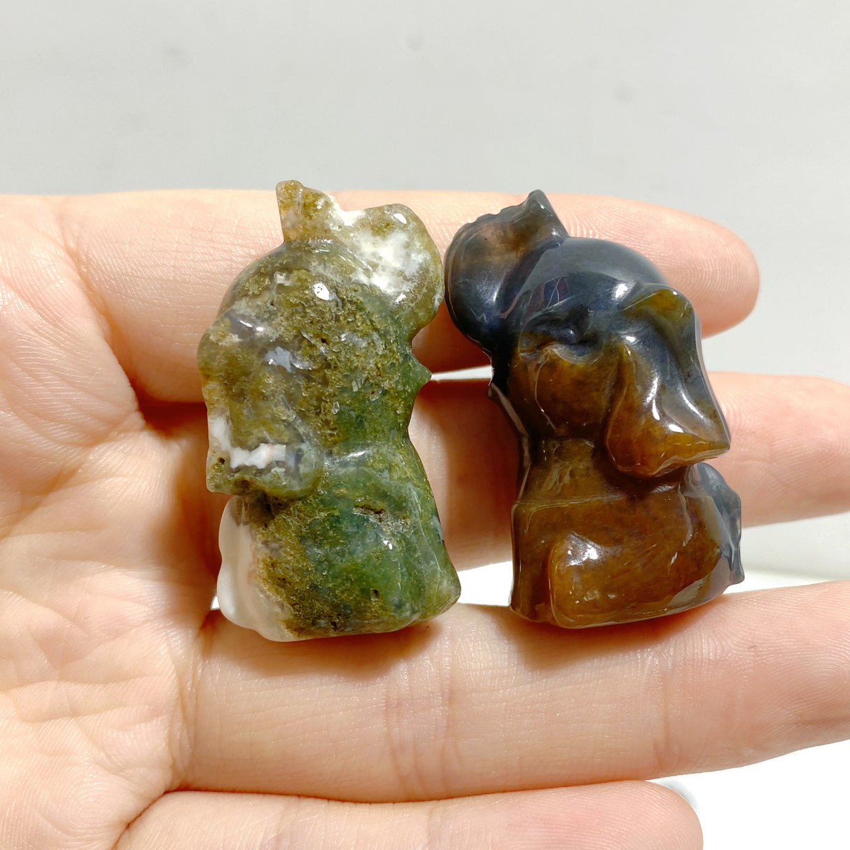 Colorful Moss Agate Elephant Crystals Carving Wholesale