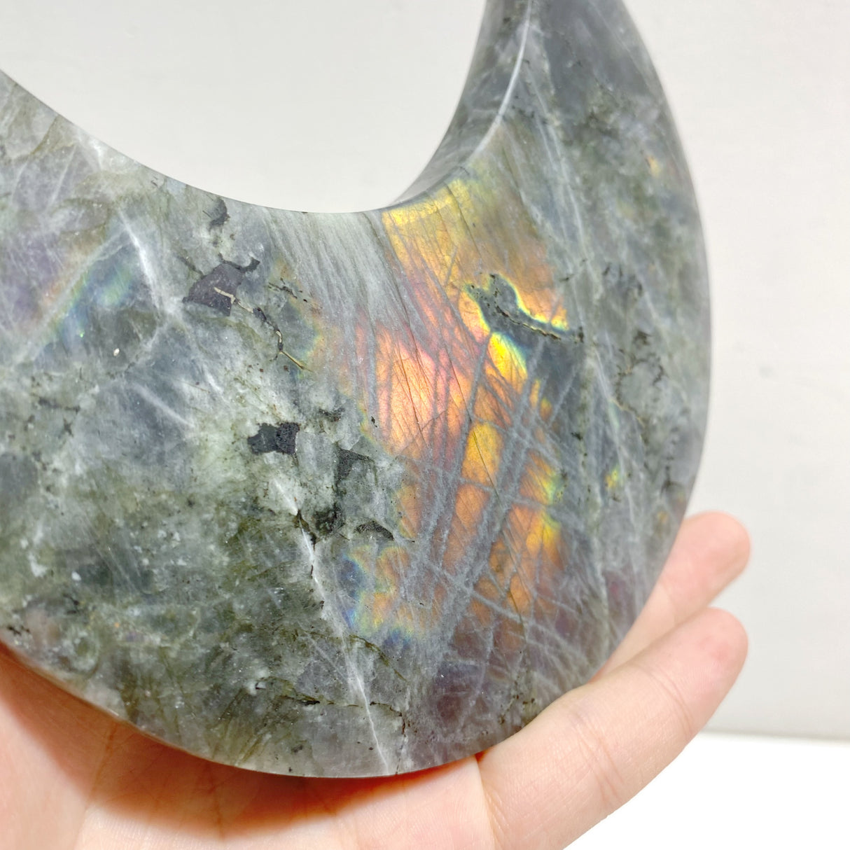 3 Pieces Beautiful Labradorite Moon Carving With Stand