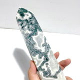 4 Pieces Tall Geode White Moss Agate Points