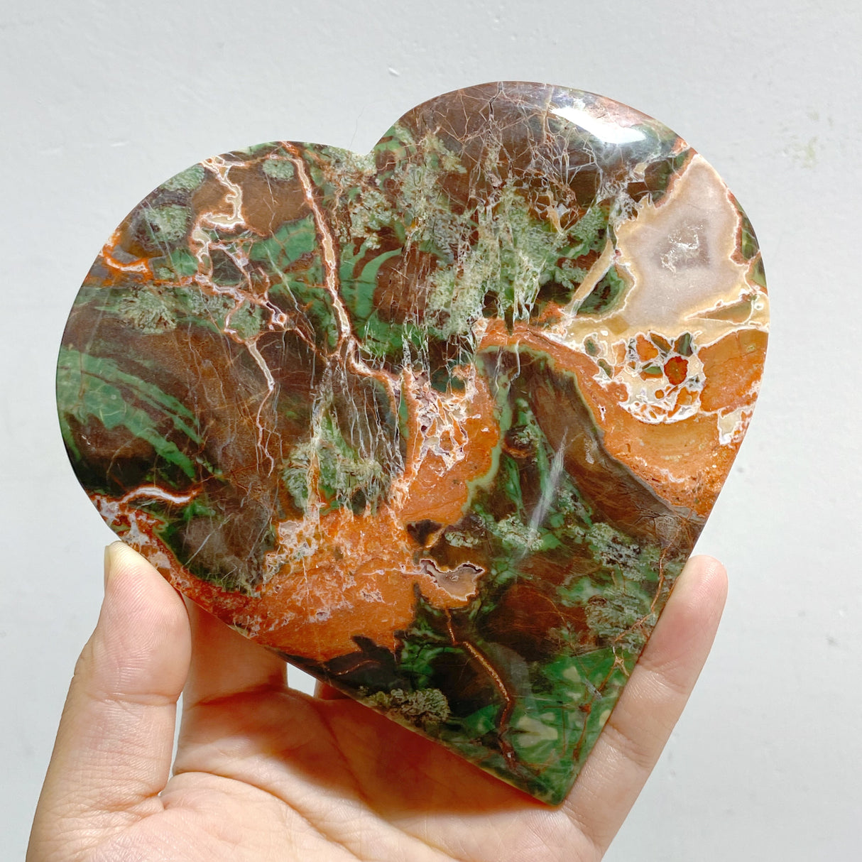 5 Pieces Large Money Agate Heart With Stand