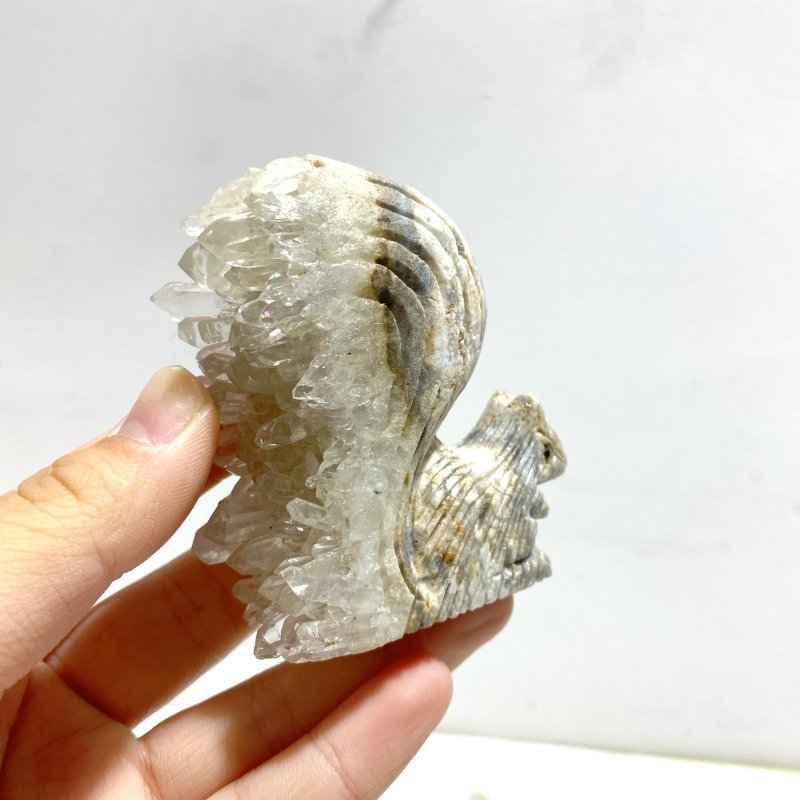 11 Pieces Cute Clear Quartz Cluster Animal Carving - Wholesale Crystals