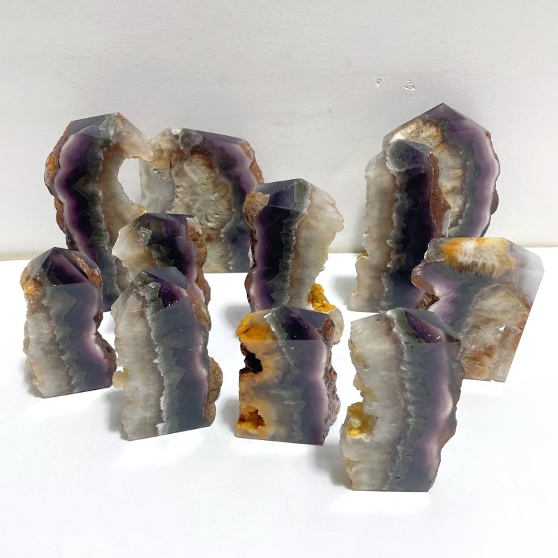 11 Pieces Fluorite Mixed Pyrite Points - Wholesale Crystals
