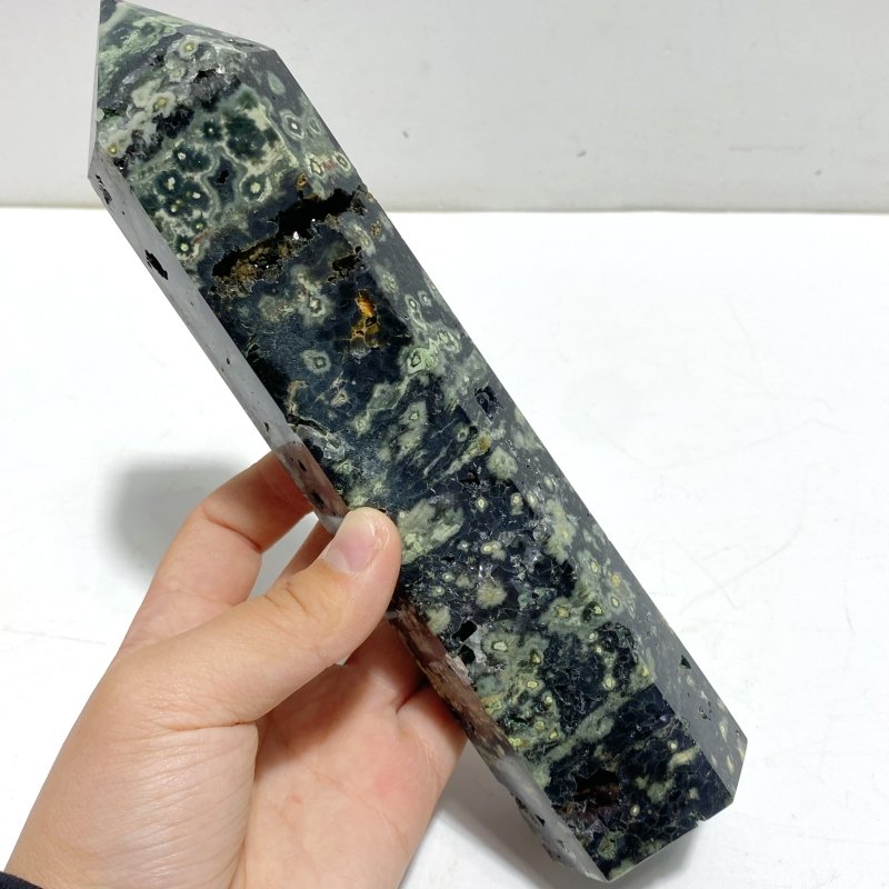 11 Pieces Green Sea Jasper Druzy Point - Wholesale Crystals