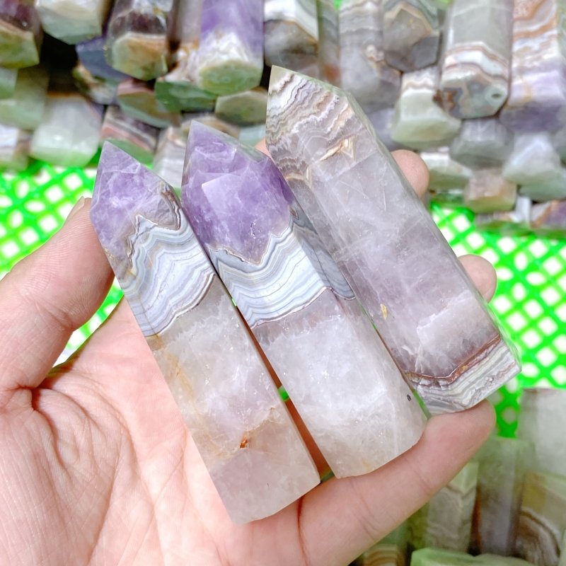 119 Pieces Amethyst Mixed Striped Agate Crystal Points - Wholesale Crystals