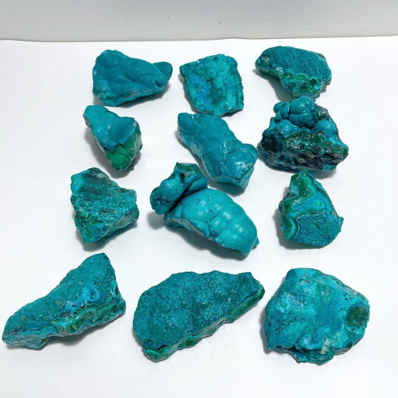 12 Pieces Chrysocolla Mixed Malachite Raw Stone Specimen - Wholesale Crystals