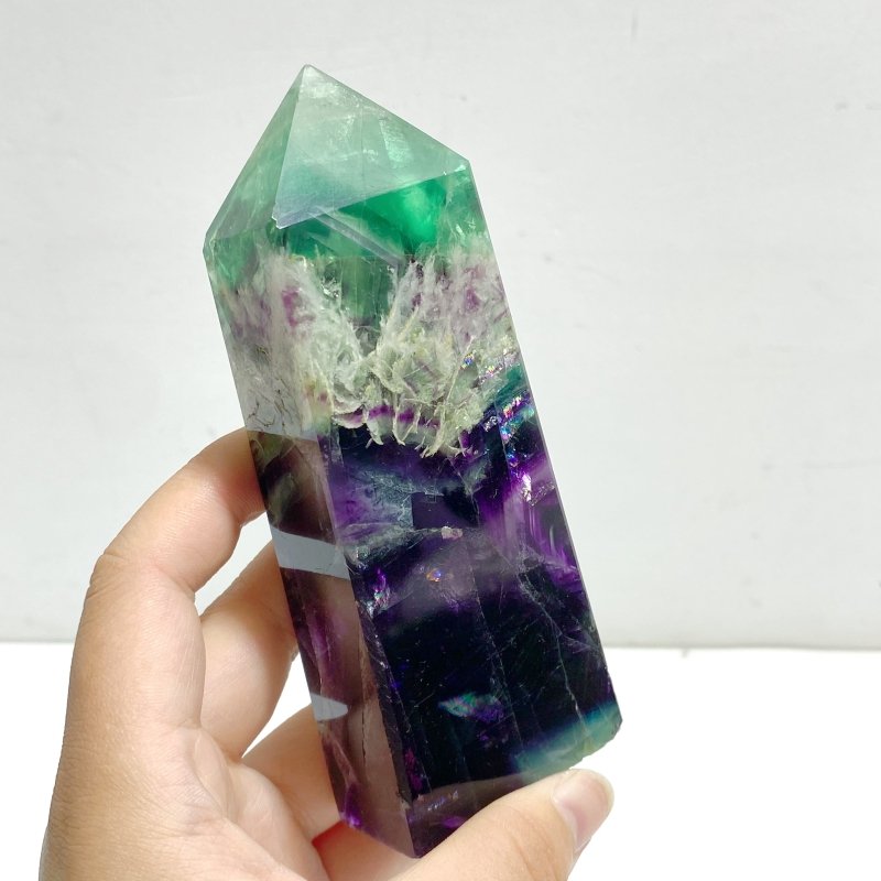 12 Pieces Feather Fluorite Four - Sided Tower Points - Wholesale Crystals