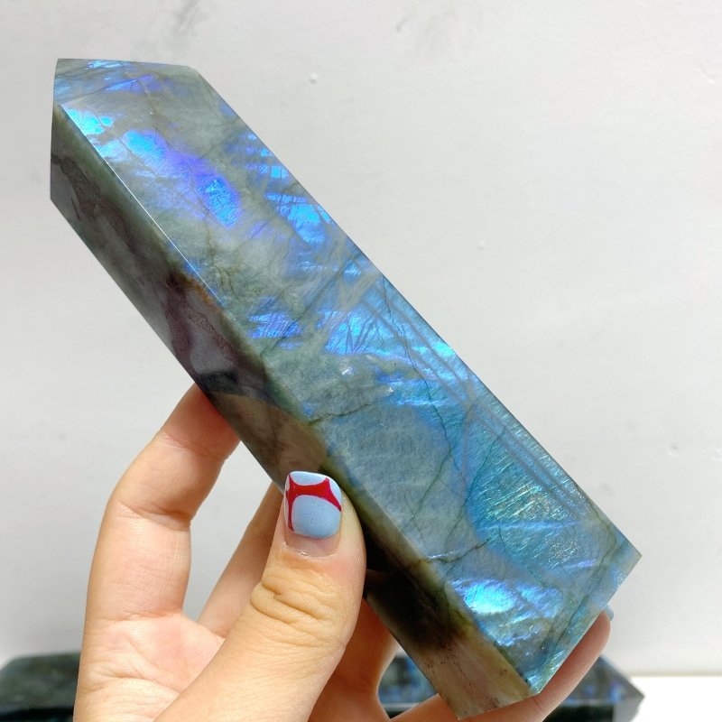 12 Pieces Flash Labradorite Four - Sided Tower Point - Wholesale Crystals