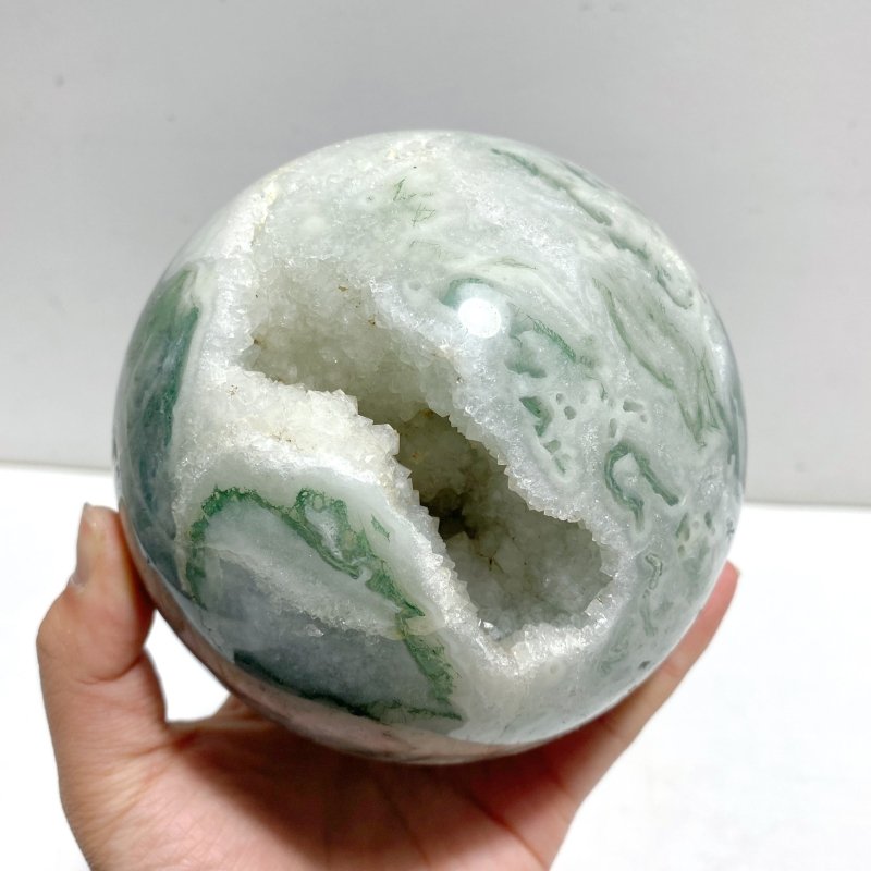 12 Pieces Geode Druzy Moss Agate Spheres - Wholesale Crystals