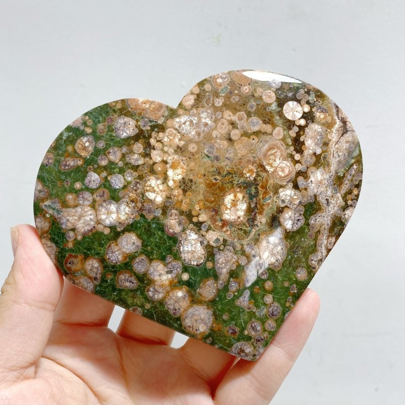 12 Pieces Large Rainforest Jasper Heart 1 -Wholesale Crystals