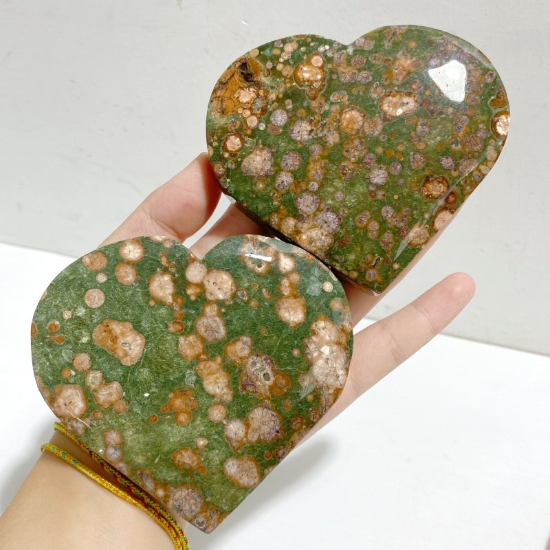 12 Pieces Large Rainforest Jasper Heart 1 -Wholesale Crystals
