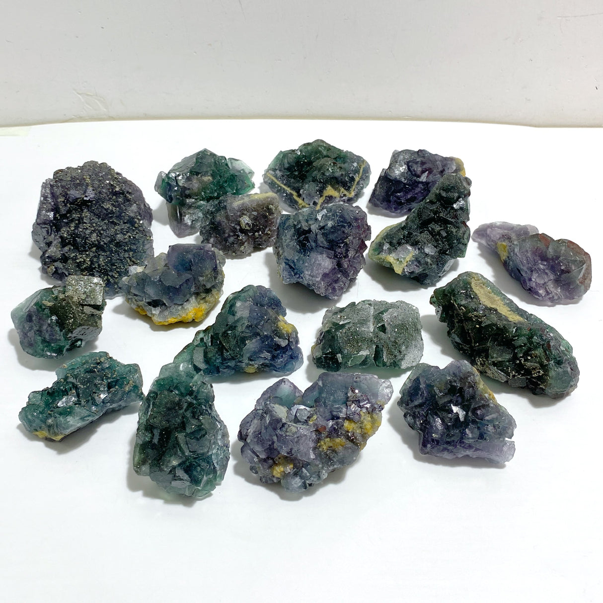 17 Pieces Blue Fluorite Mixed Pyrite Raw Stone