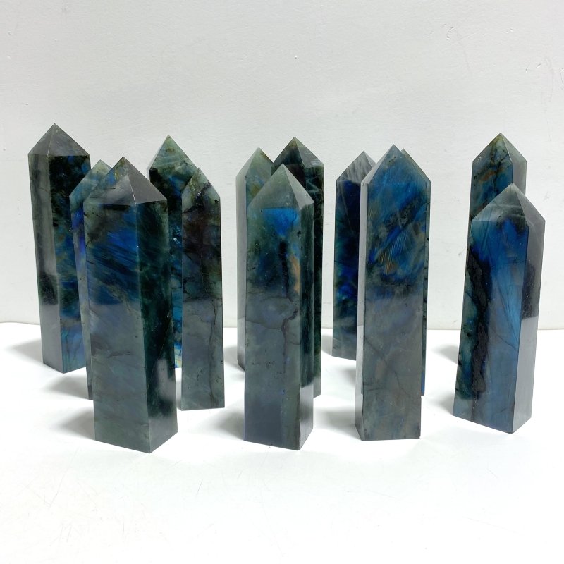 13 Pieces Flash Labradorite Tower Point - Wholesale Crystals