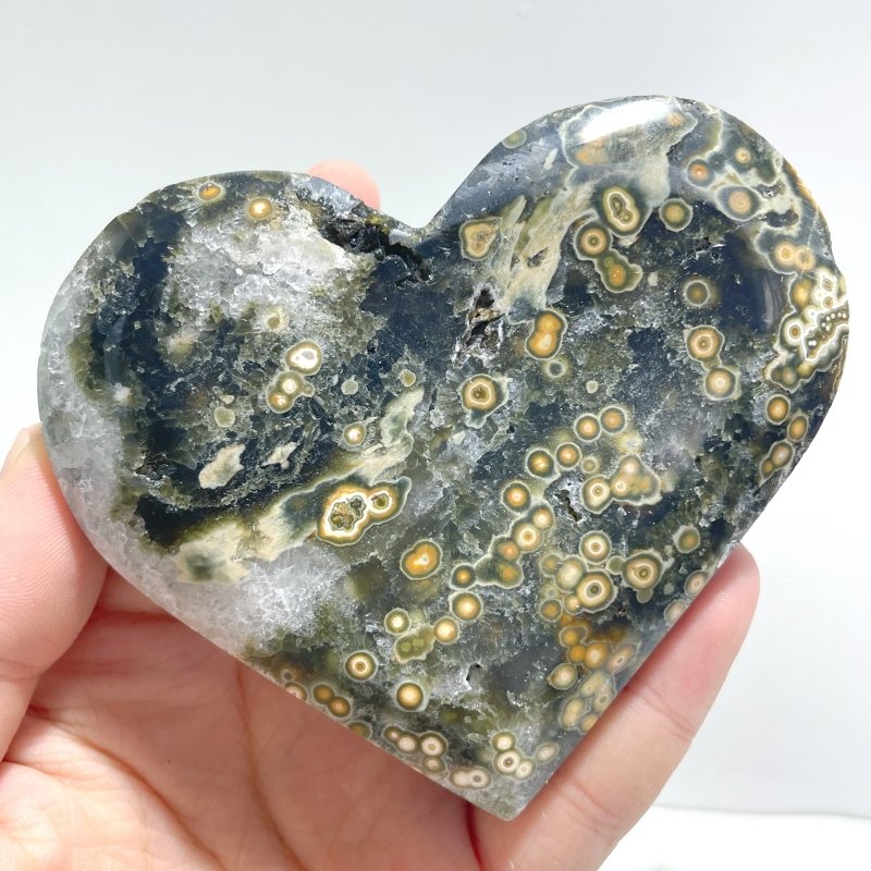 13 Pieces Large 8th Vein Ocean Jasper Heart 1 - Wholesale Crystals
