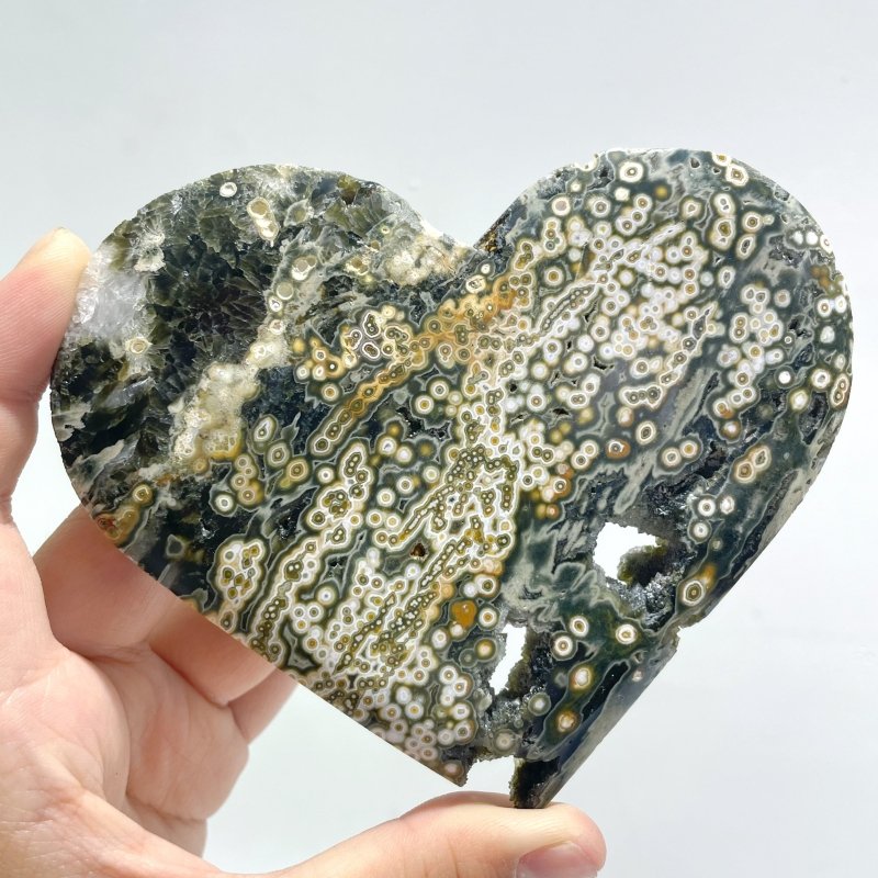 13 Pieces Large 8th Vein Ocean Jasper Heart 1 - Wholesale Crystals
