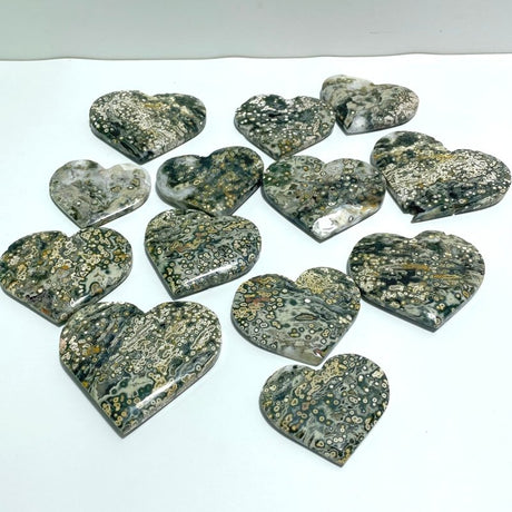 13 Pieces Large 8th Vein Ocean Jasper Heart 1 - Wholesale Crystals