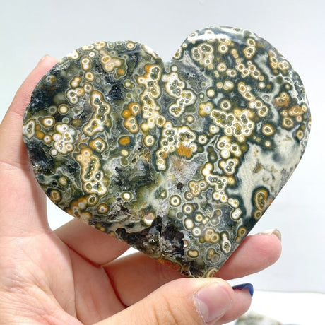 13 Pieces Large 8th Vein Ocean Jasper Heart 1 - Wholesale Crystals