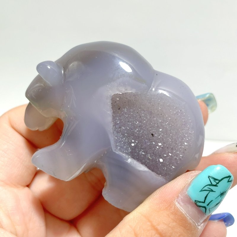 13 Pieces Small Geode Druzy Agate Bear Carving - Wholesale Crystals