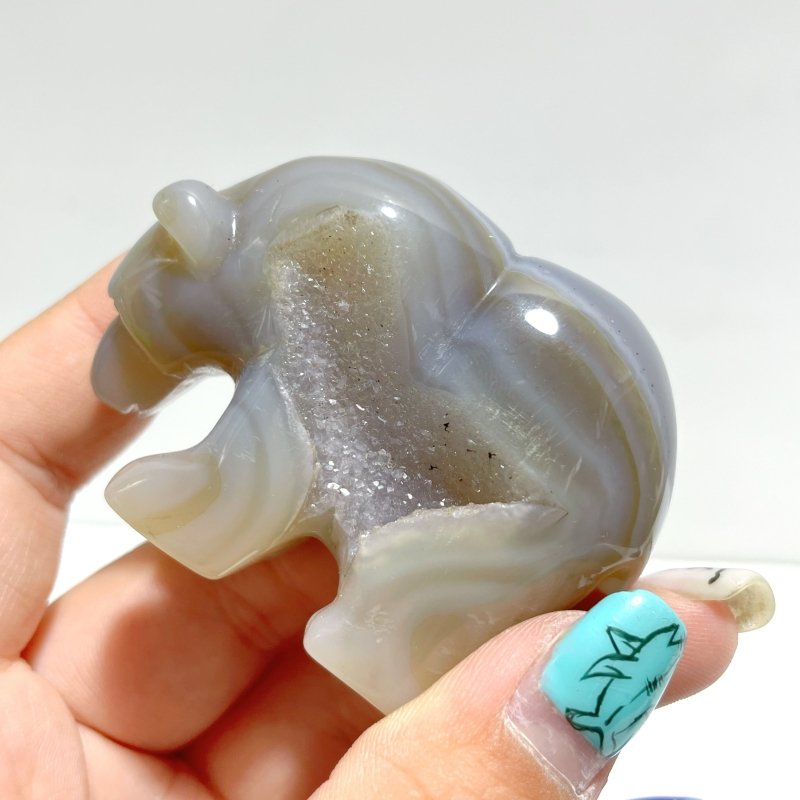 13 Pieces Small Geode Druzy Agate Bear Carving - Wholesale Crystals