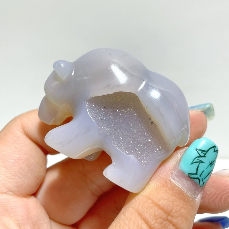 13 Pieces Small Geode Druzy Agate Bear Carving - Wholesale Crystals