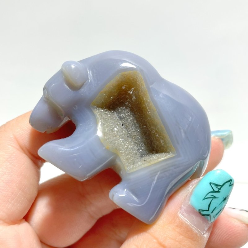 13 Pieces Small Geode Druzy Agate Bear Carving - Wholesale Crystals