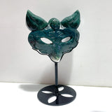 3 Pieces Moss Agate Fox Mask Carving With Stand