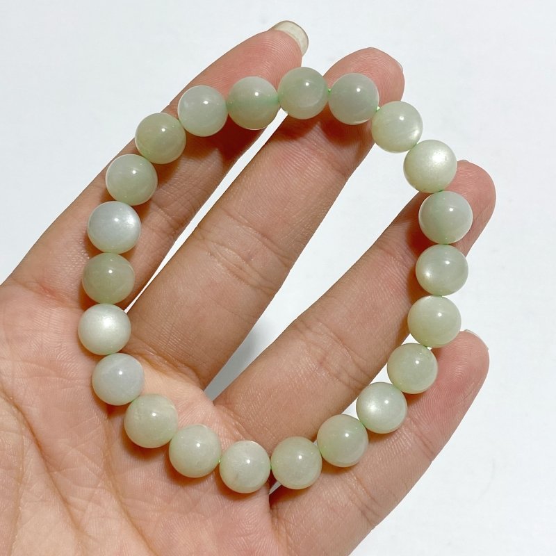 14 Pieces 9mm Light Green Moonstone Bracelet -Wholesale Crystals