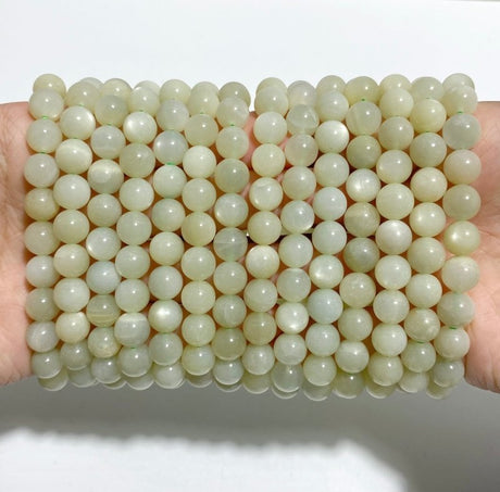 14 Pieces 9mm Light Green Moonstone Bracelet -Wholesale Crystals