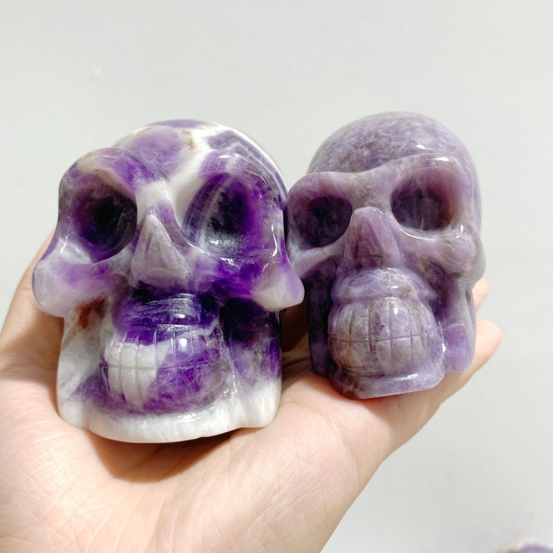 14 Pieces Chevron Amethyst Skull Carving -Wholesale Crystals