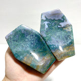 14 Pieces Moss Agate Shallow Bowl Coffin Carving - Wholesale Crystals