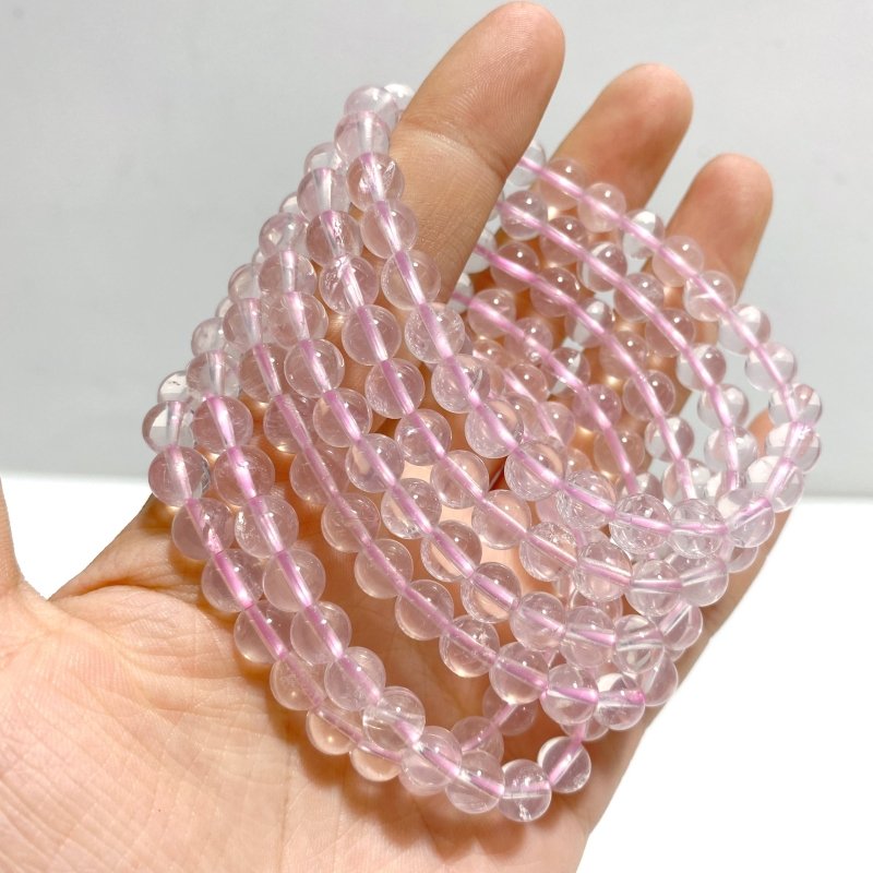 14 Pieces Six Star Line Rose Quartz Bracelets - Wholesale Crystals