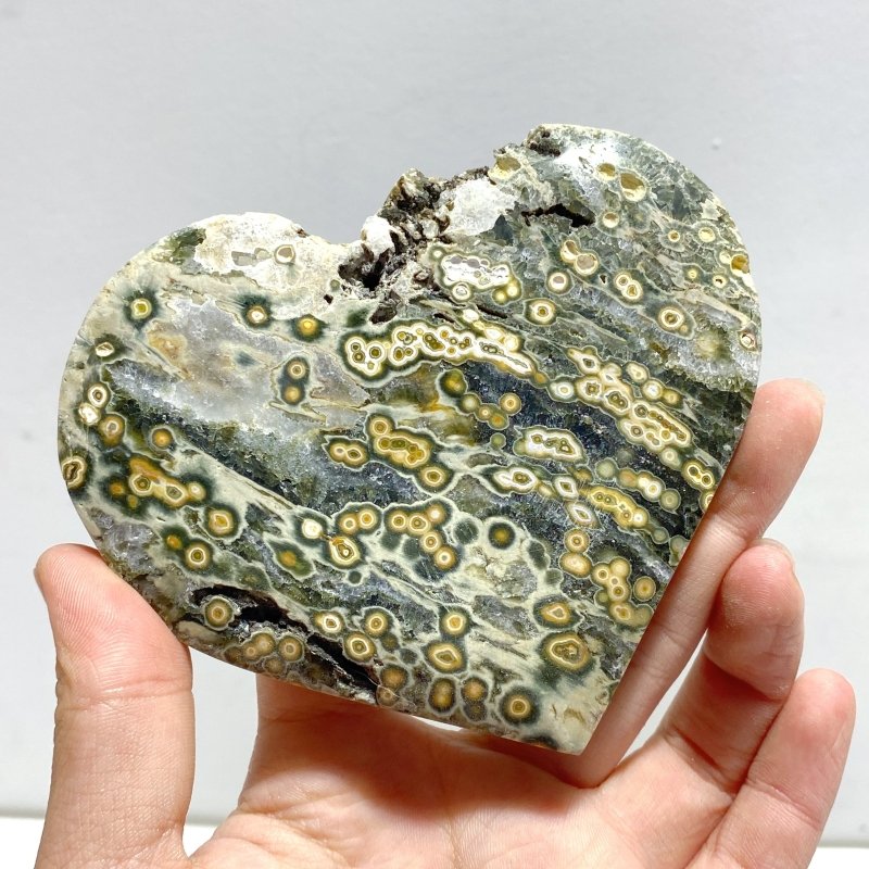 15 Pieces Large 8th Vein Ocean Jasper Heart 3 (Defect) - Wholesale Crystals