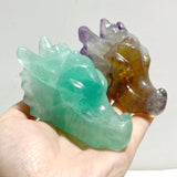 15 Pieces Rainbow Fluorite Dragon Head Carving -Wholesale Crystals