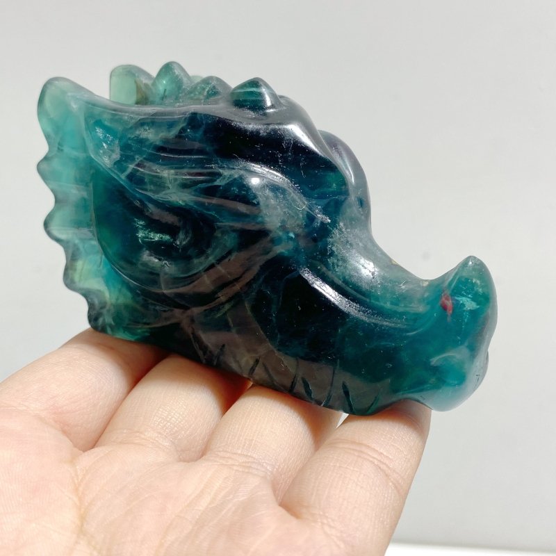 15 Pieces Rainbow Fluorite Dragon Head Carving -Wholesale Crystals