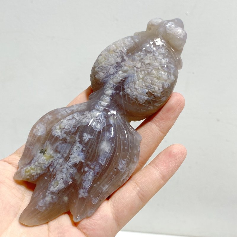 15 Pieces Sakura Flower Agate Beautiful Goldfish Carving -Wholesale Crystals