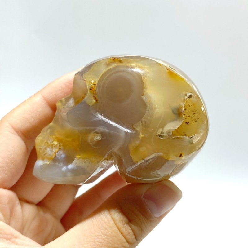 15 Pieces Sakura Flower Agate Skull Carving - Wholesale Crystals