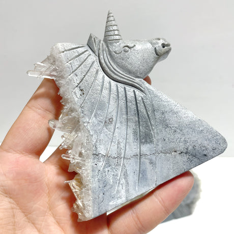 4 Pieces Clear Quartz Cluster Unicorn Carving