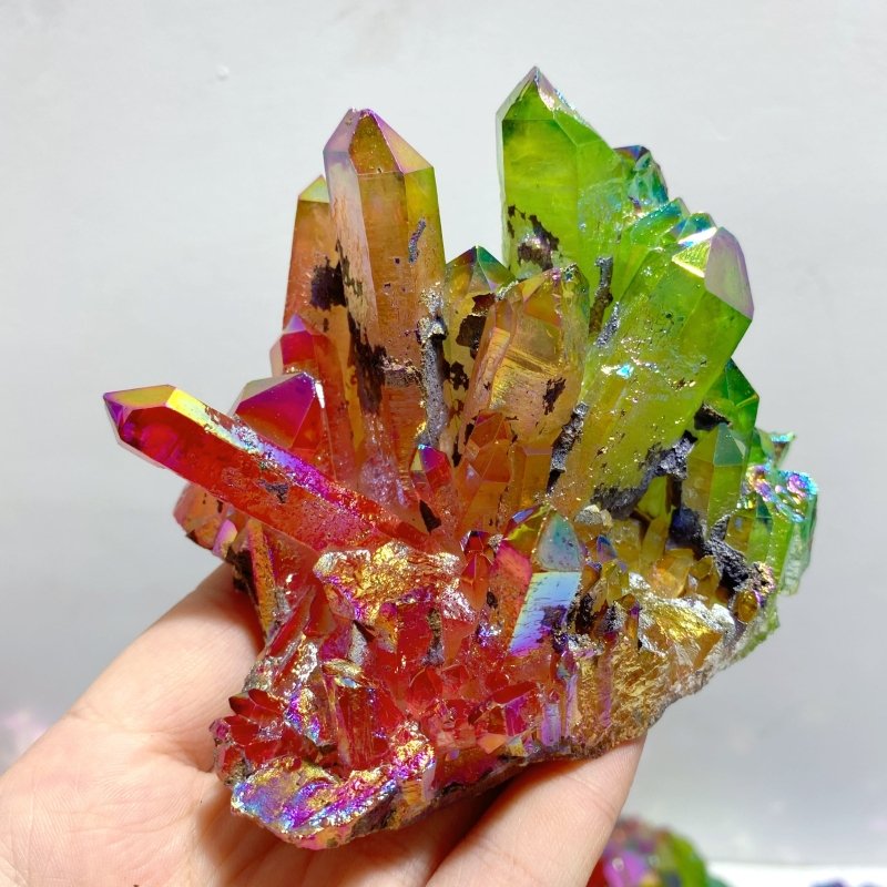 16 Pieces Aura Colorful Clear Quartz Cluster - Wholesale Crystals