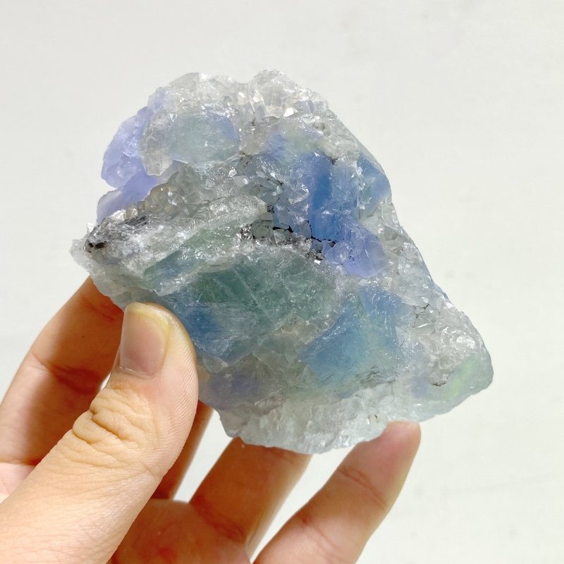 16 Pieces Blue Fluorite Mixed Calcite Raw Stone Specimen For Collection - Wholesale Crystals