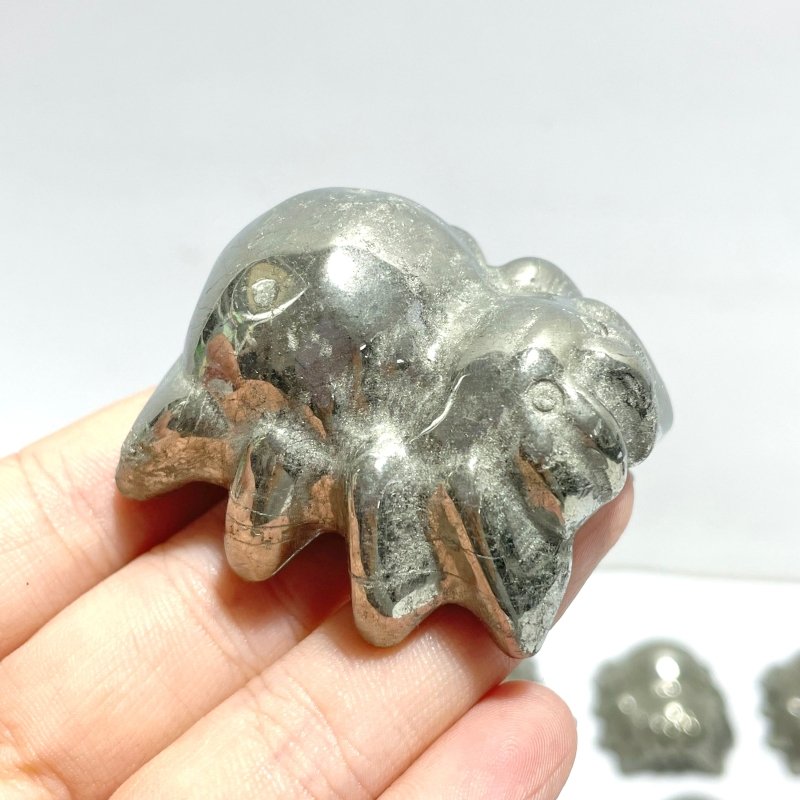 17 Pieces Halloween Pyrite Spider Carving - Wholesale Crystals