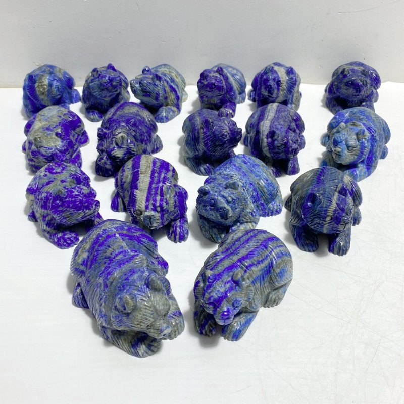 17 Pieces Lapis Lazuli Bears Carving -Wholesale Crystals