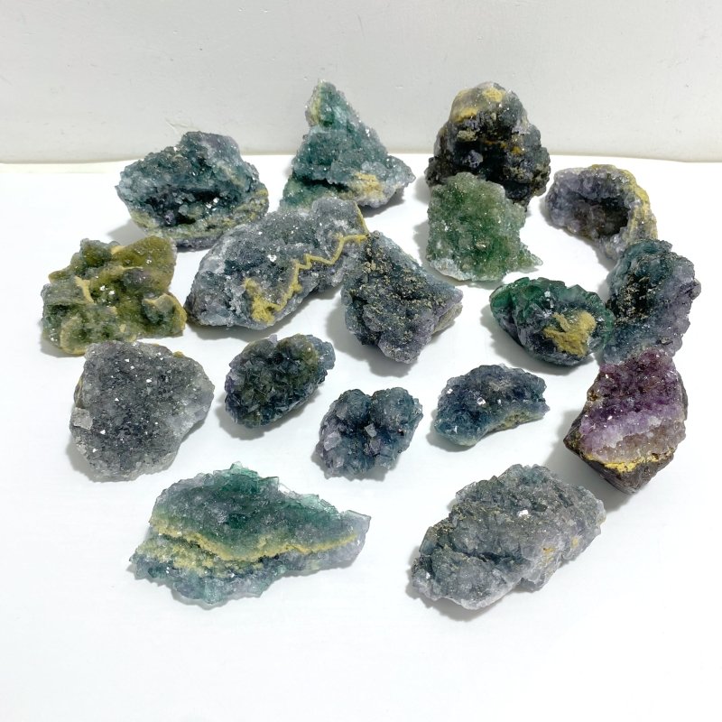 17 Pieces Raw Stone Fluorite Mixed Pyrite Specimen -Wholesale Crystals