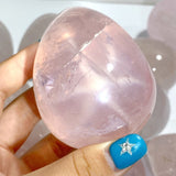 17 Pieces Six Star Line Rose Quartz Eggs With Rainbow - Wholesale Crystals