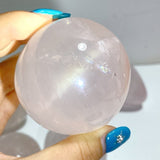 17 Pieces Six Star Line Rose Quartz Eggs With Rainbow - Wholesale Crystals
